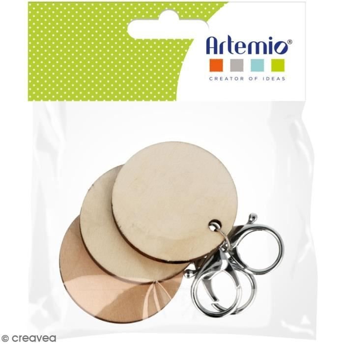 Okrągły drewniany brelok do kluczy do dekoracji - 5 cm - 3 szt