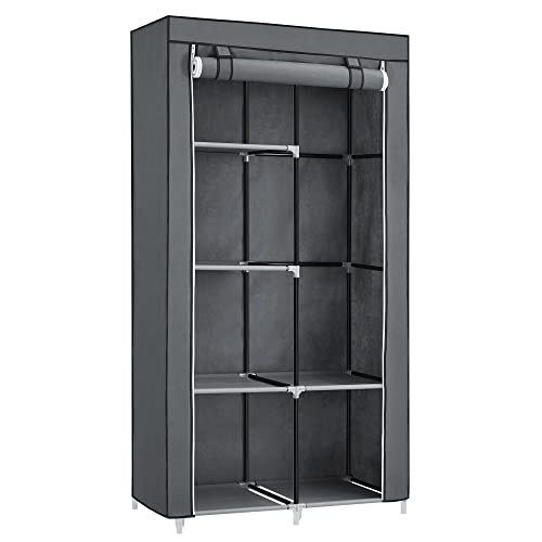 Szafa Materiałowa, Organizer Do Przechowywania Ubrań Z 2 Wieszakami, 6 Półek, Konfigurowalny Projekt, 88 X 45 X 168 Cm, Do Sypia