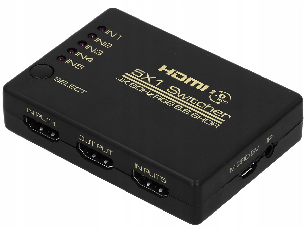 SWITCH 5x HDMI PRZEŁĄCZNIK ROZDZIELACZ ULTRA HD 4K