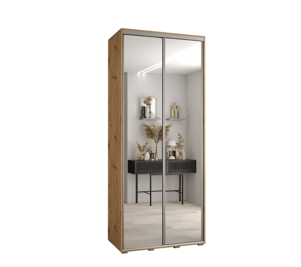 Szafa przesuwna wysoka Davos 2 120 gł. 60 artisan + artisan + srebrny