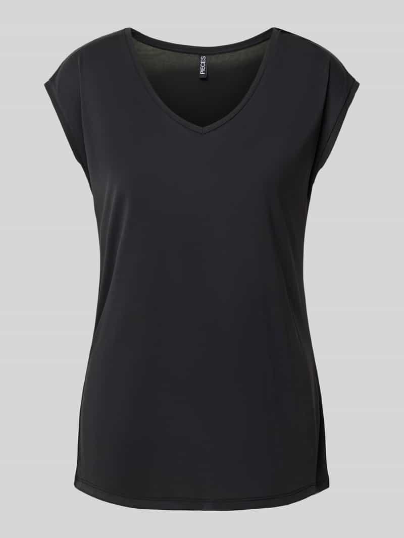 T-shirt z dekoltem w serek model ‘KAMALA’