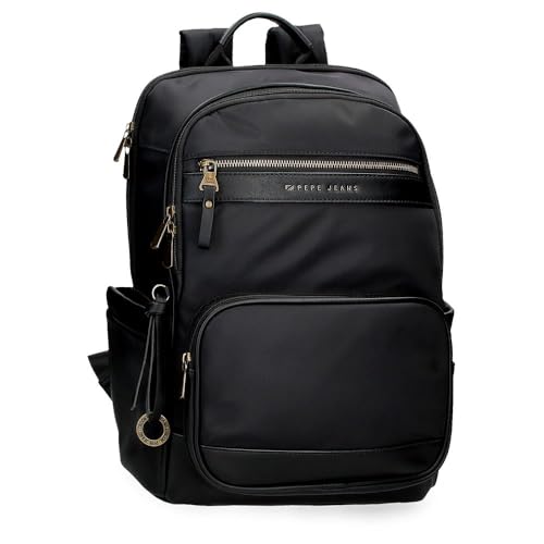 Pepe Jeans Morgan Joumma Bags damskie plecaki na co dzień torby podróżne, beżowo-czarne sztuczne futro damskie, Czarny (Black), Talla única, plecak na komputer