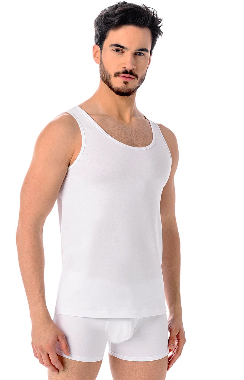 Biały podkoszulek męski tank top Eli 1301, Kolor biały, Rozmiar 3XL, Teyli - Primodo.com