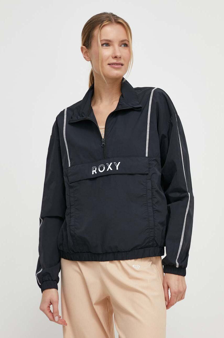 Roxy wiatrówka Bold Moves x Mizuno kolor czarny przejściowa oversize