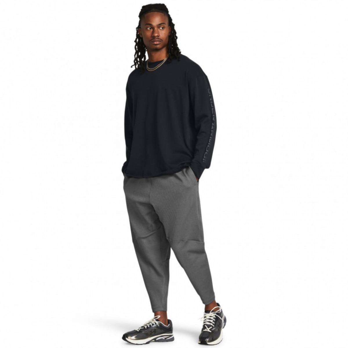Męskie spodnie treningowe Under Armour UA Journey Rib Pant - szare - UNDER ARMOUR