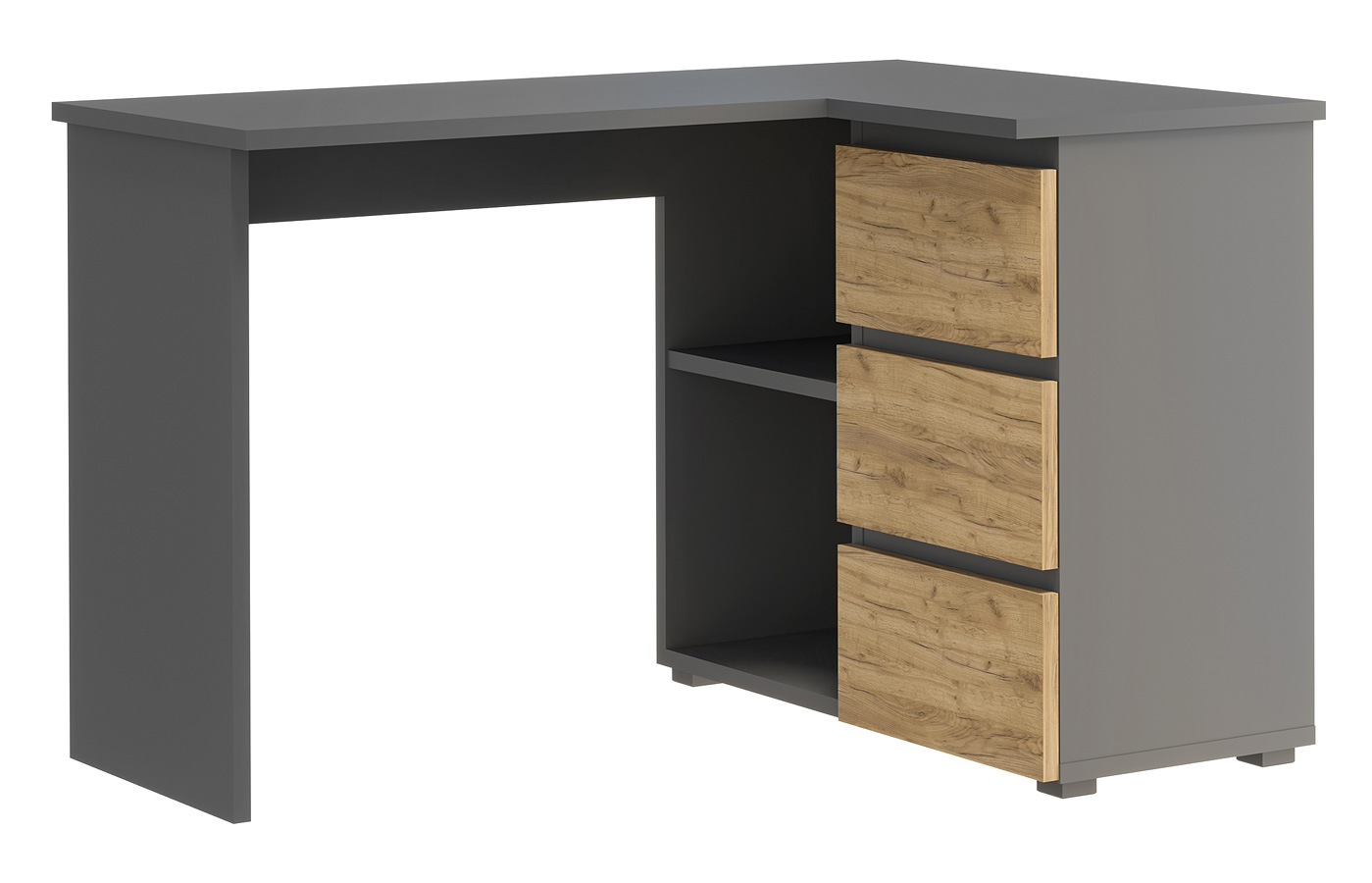 Elior Klasyczne biurko narożne antracyt + dąb craft T5-T46