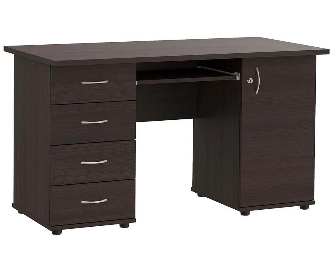 Elior Biurko brązowe długie zamykane na kluczyk wenge S5-B34