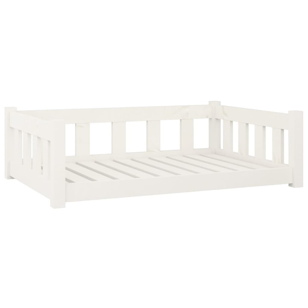 vidaXL Legowisko dla psa, białe, 95,5x65,5x28 cm, lite drewno sosnowe