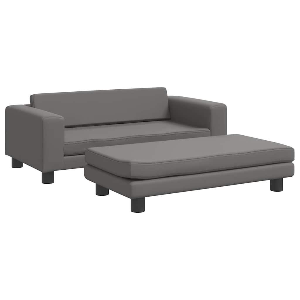 vidaXL Legowisko dla psa z dostawką, szare, 100x50x30 cm, ekoskóra