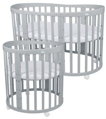 Waldin Owalne łóżeczko 7w1 z Materacem Grey