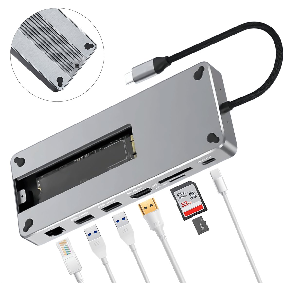 REAGLE HUB Obudowa Dysk SSD NVME SATA M.2 USB-C 3.2 HDMI 4K 60Hz PD 100W