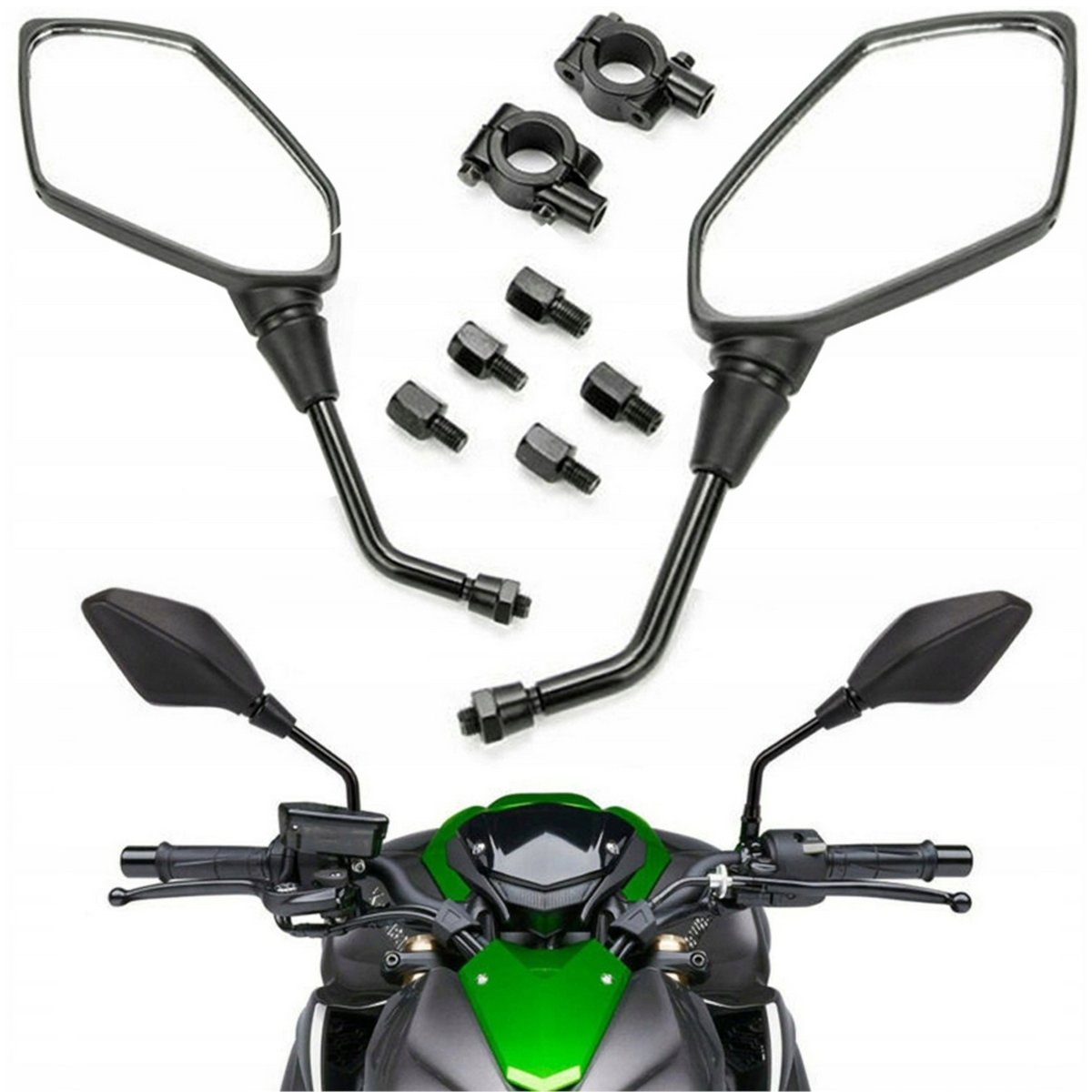 LUSTERKA DO SKUTERA MOTOCYKLA QUADA ATV UNIWERSALNE M8 M10 OBEJMY REDUKCJE
