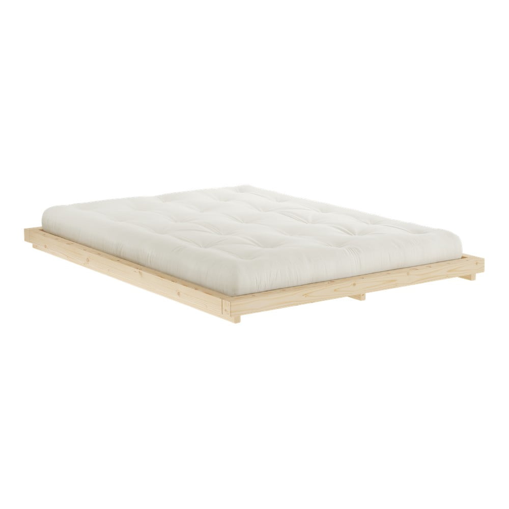 Naturalne łóżko dwuosobowe z litego drewna sosnowego ze stelażem 140x200 cm Dock – Karup Design