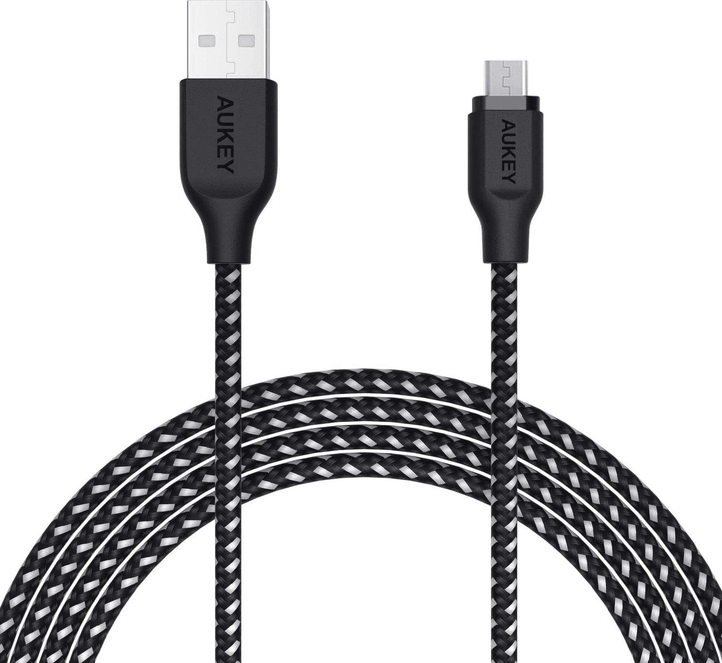 Aukey CB-AM1 Black ultraszybki kabel nylonowy Quick Charge micro USB-USB 1.2m 5A 480 Mbps