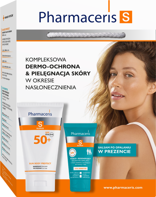 PHARMACERIS S Zestaw Kompleksowa Dermo-Ochrona & Pielęgnacja Skóry Sun Body Protect Barierowy Balsam Ochronny Do Ciała - 150ml + Cica Sensitive Kojąco – Regenerujący Balsam Po Opalaniu o Silnym Działaniu Nawilżającym Do Twarzy i Ciała - 50ml