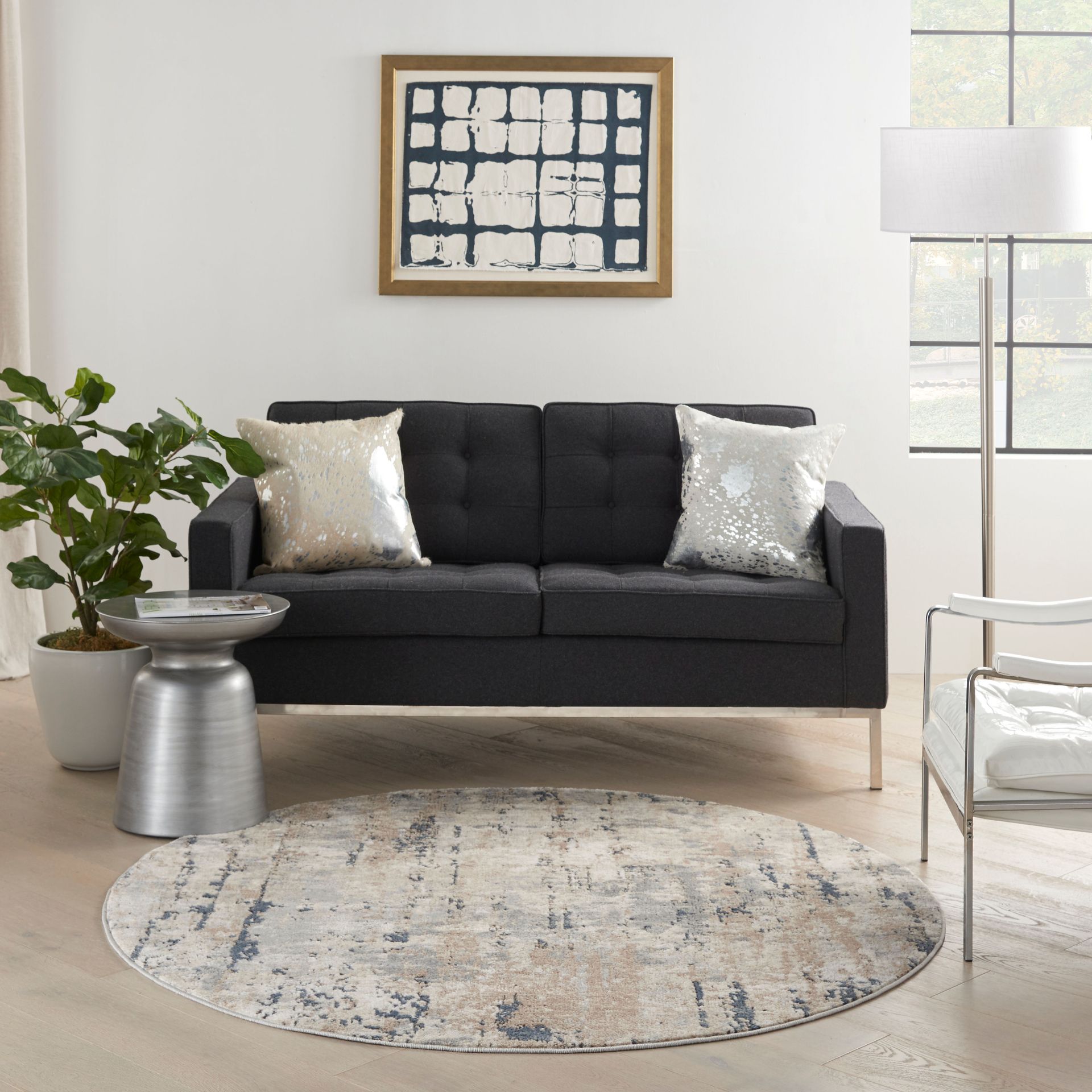 Dywan Nowoczesny Quarry Round Beige Grey