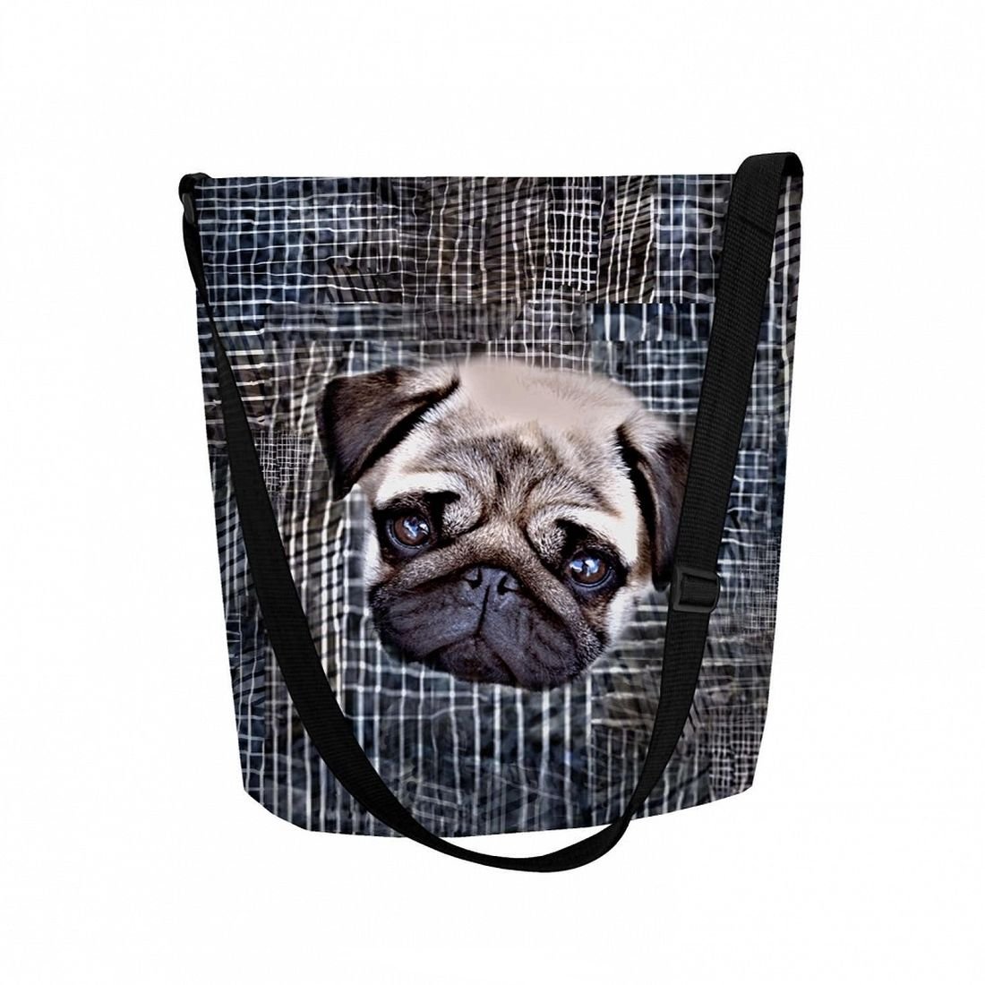 Sunlovers, Torba/listonoszka filcowa Funky, Pies Mops, 32x25x10 cm