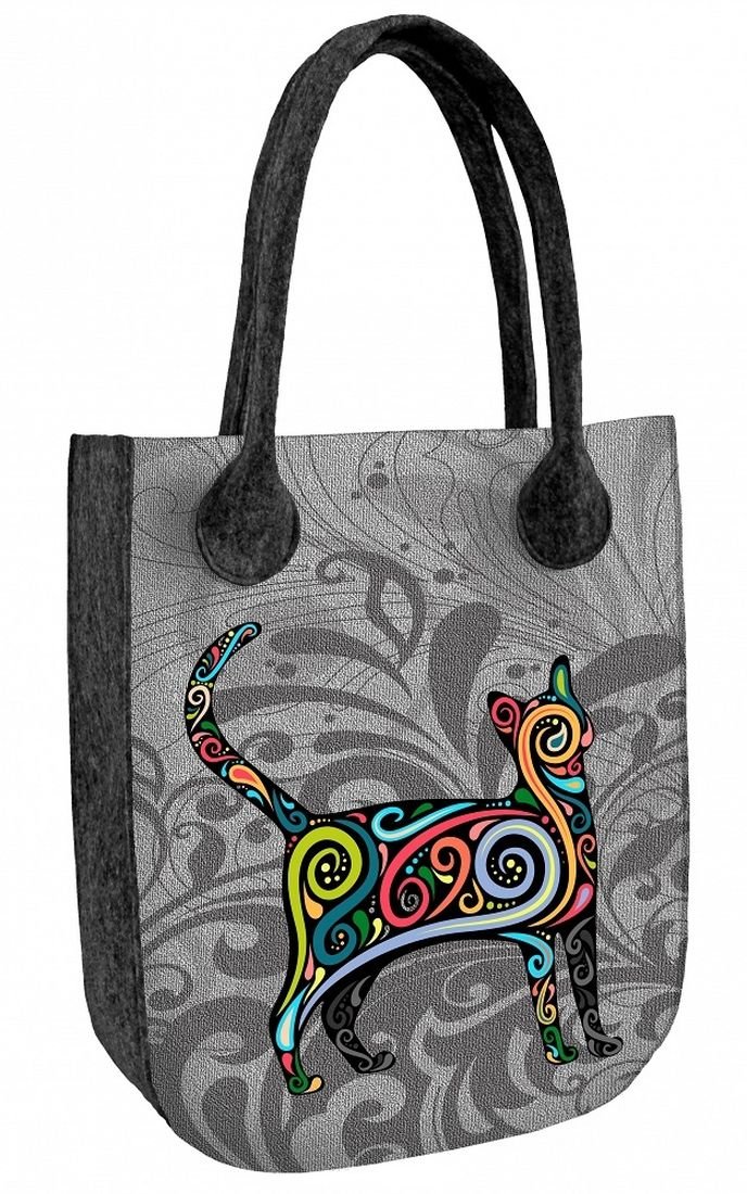 Sunlovers, Torba filcowa City, Antracyt Kot Find Me, 42x35x10 cm