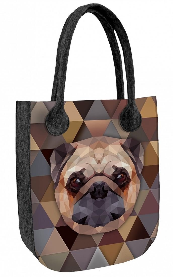 Sunlovers, Torba filcowa City, Antracyt Pies Mops Faworyt, 42x35x10 cm
