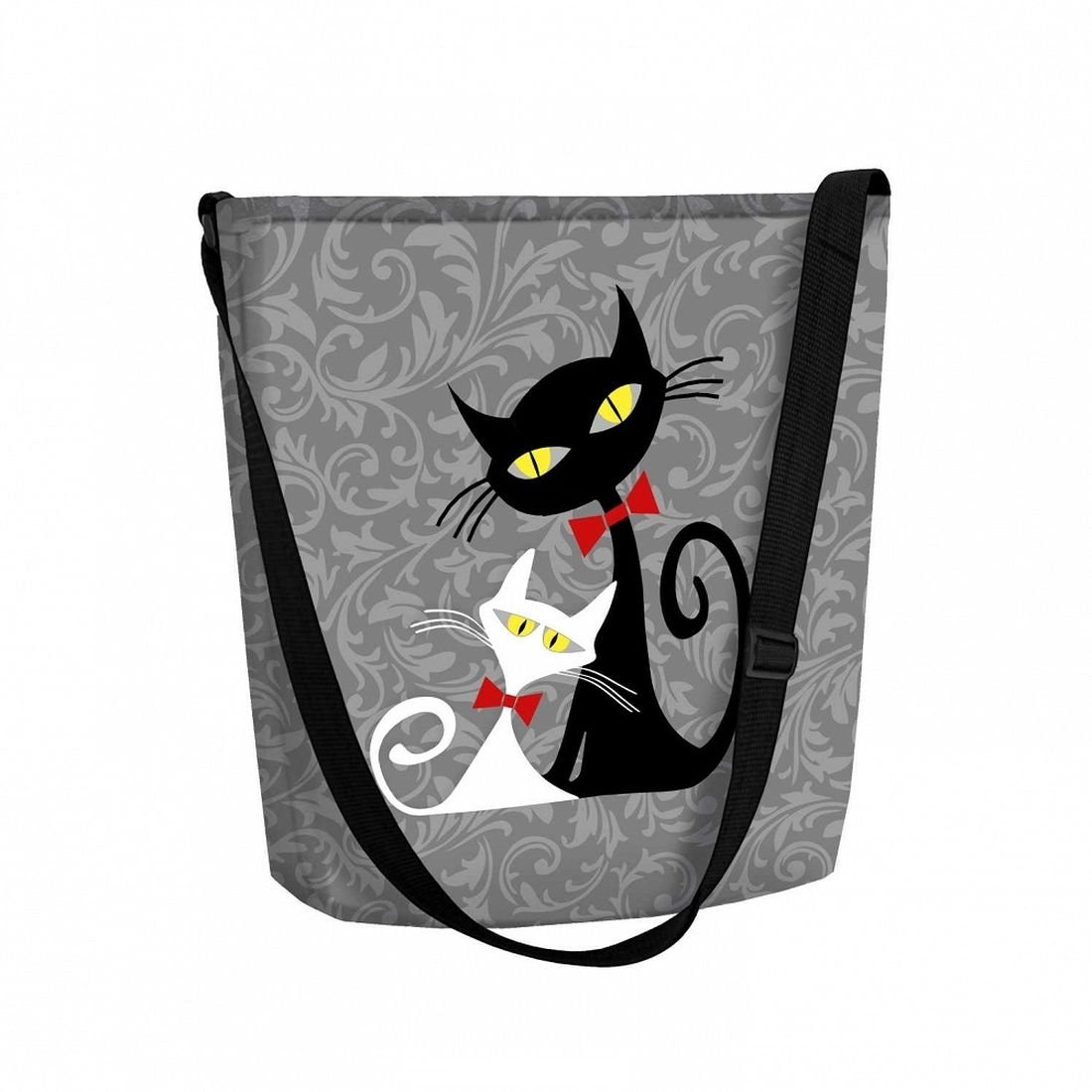Sunlovers, Torba/listonoszka filcowa Funky, Koty Black&White, 32x25x10 cm