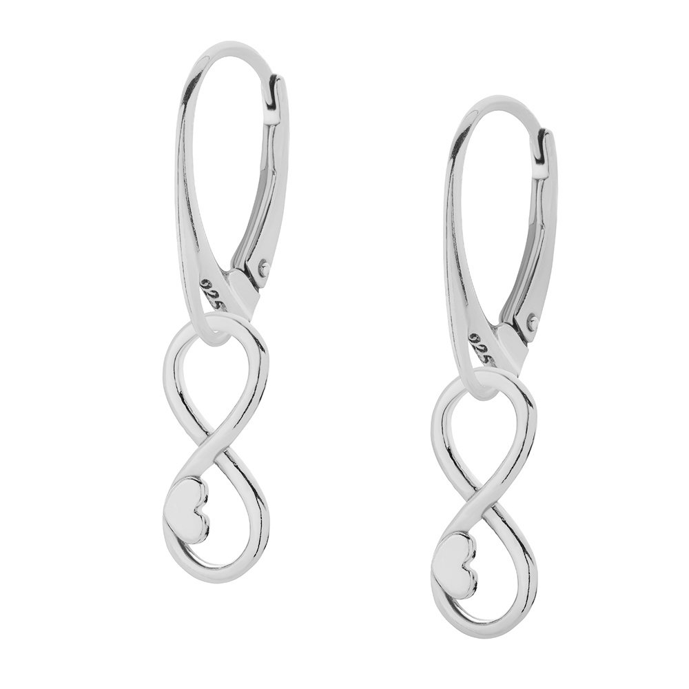 MYNESS Kolczyki z nieskończonością z sercem, rozmiar 34 mm