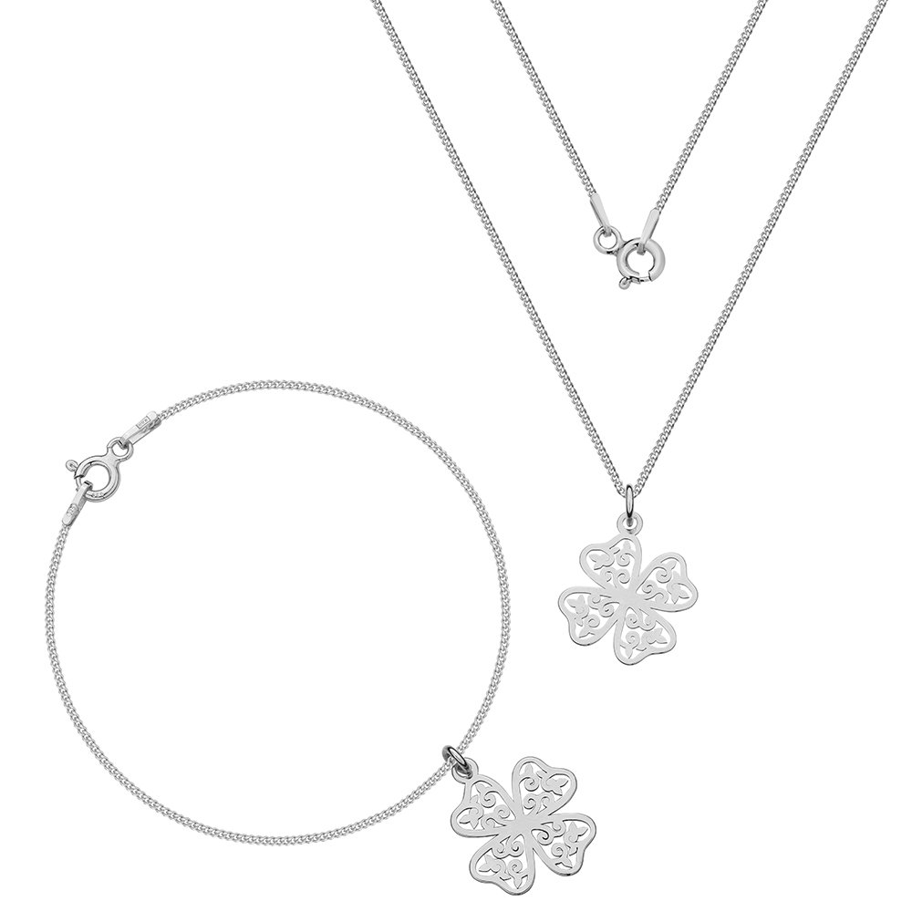 MYNESS Komplet z koniczyną, naszyjnik i bransoletka