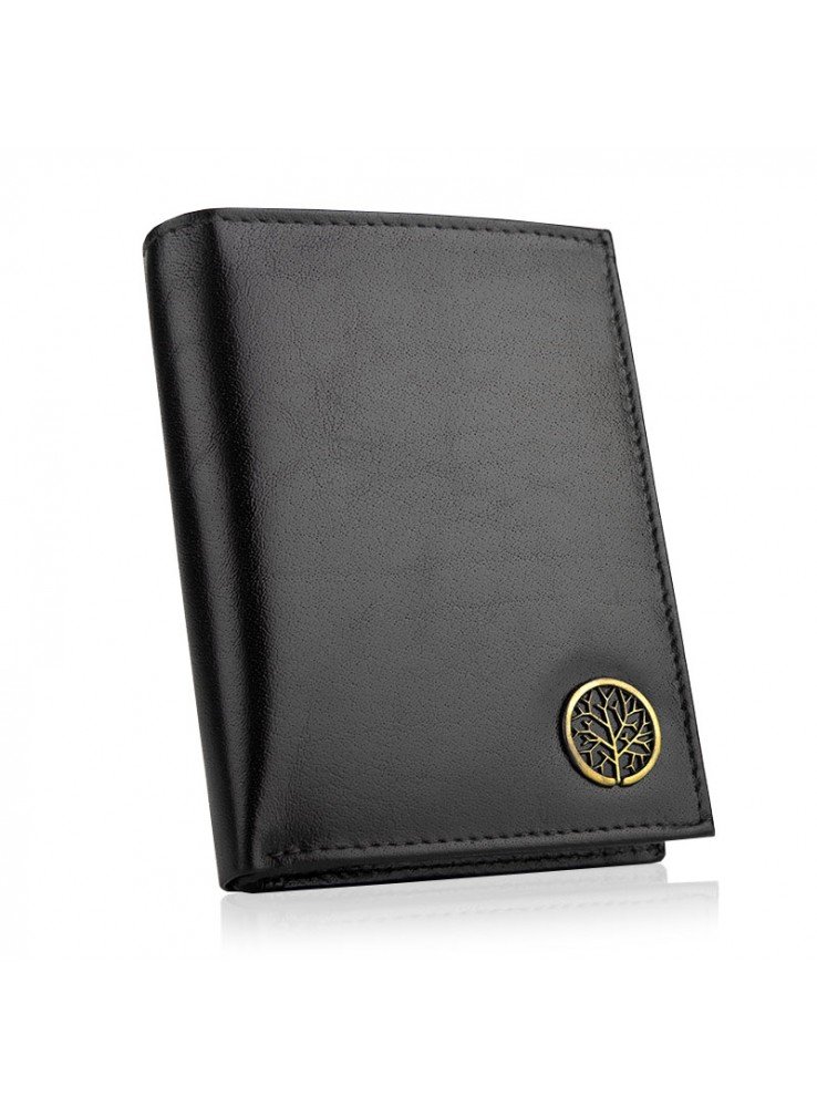 Betlewski, portfel pionowy z ochroną RFID, skórzany, czarny