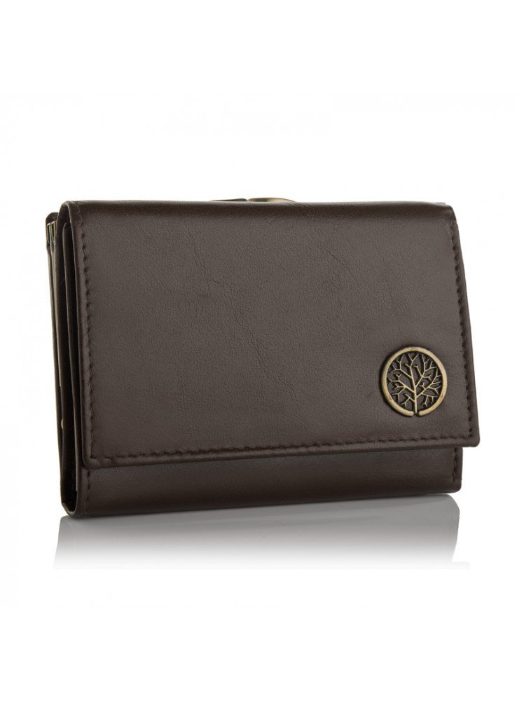 Betlewski, portfel damski mały z ochroną RFID, skórzany, brązowy