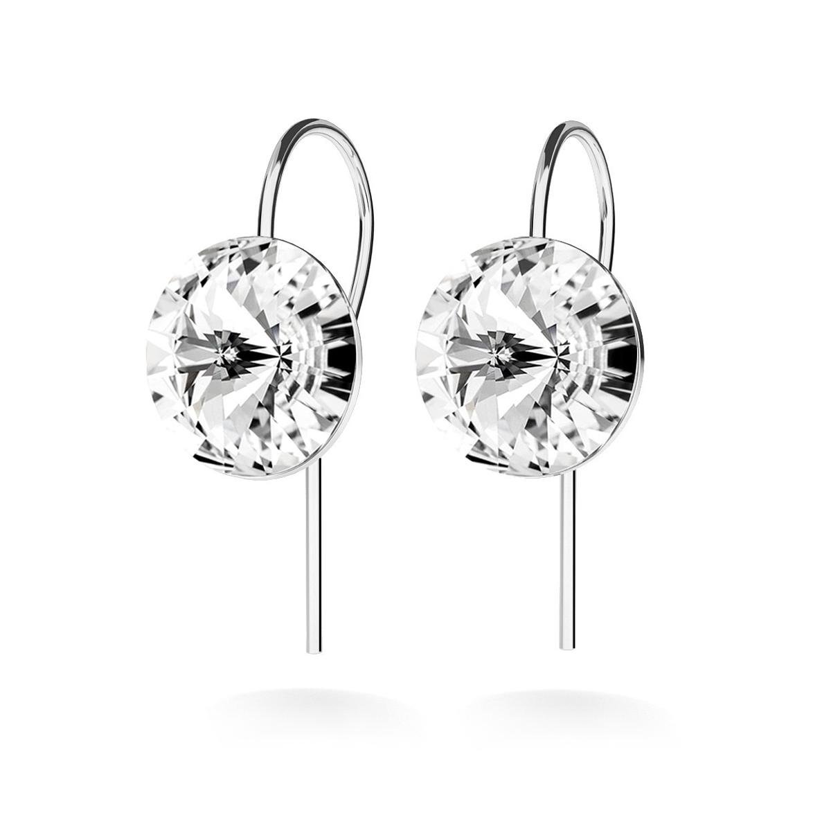 Srebrne kolczyki Rivoli 10mm, srebro 925 : Kryształy - kolor - Crystal, Srebro - kolor pokrycia - Pokrycie platyną
