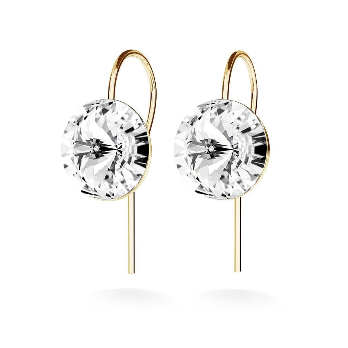 Srebrne kolczyki Rivoli 10mm, srebro 925 : Kryształy - kolor - Crystal, Srebro - kolor pokrycia - Pokrycie żółtym 18K złotem