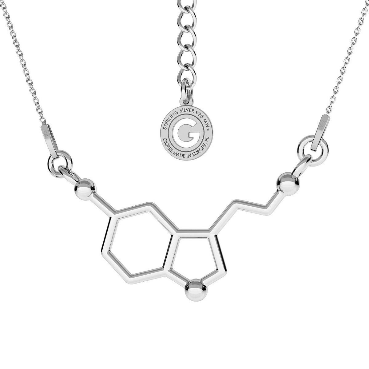 Srebrny naszyjnik - serotonina, wzór chemiczny, srebro 925 : Srebro - kolor pokrycia - Pokrycie platyną