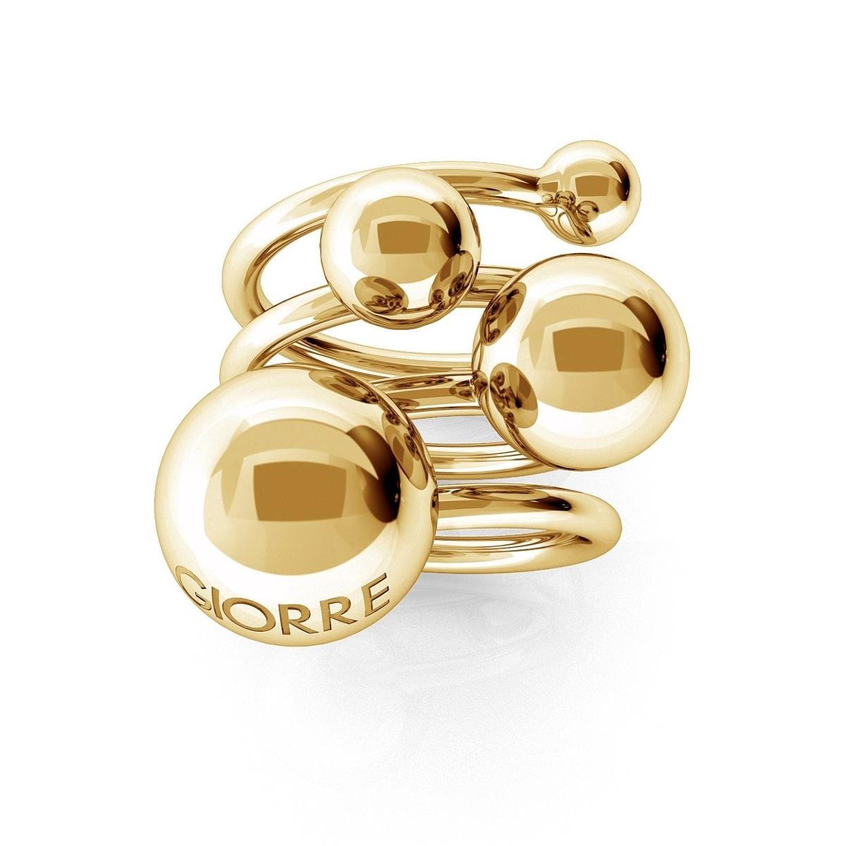 Srebrny pierścionek z kulkami, srebro 925 : ROZMIAR PIERŚCIONKA - 15 | UK:P | Φ17,33 MM, Srebro - kolor pokrycia - Pokrycie żółtym 18K złotem