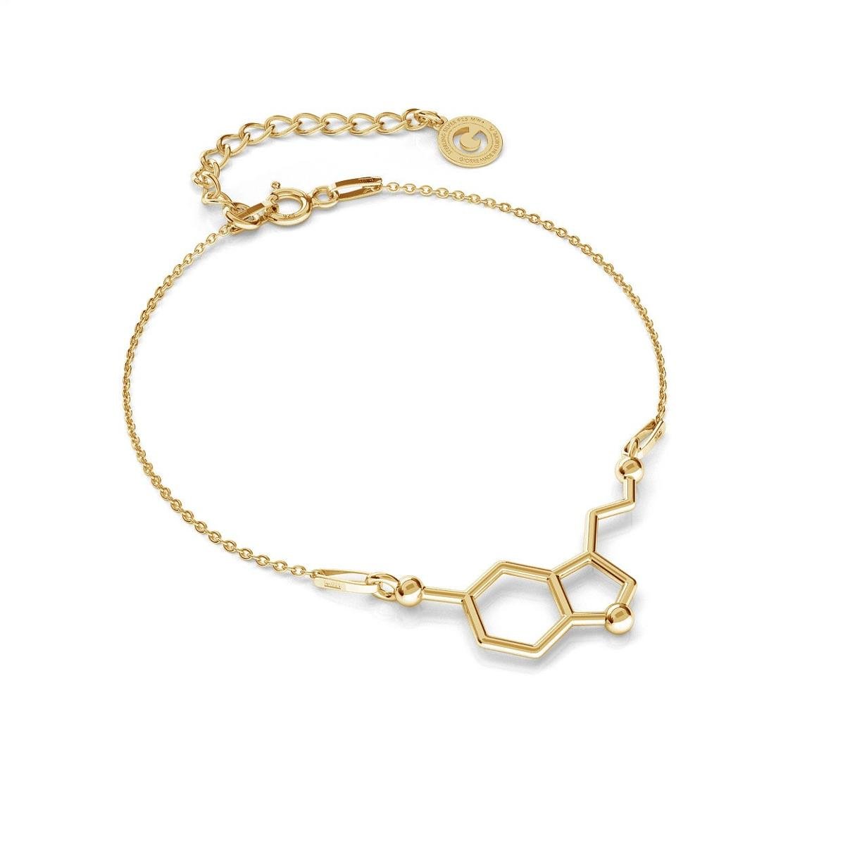 Srebrna bransoletka serotonina, wzór chemiczny, srebro 925 : Srebro - kolor pokrycia - Pokrycie żółtym 18K złotem