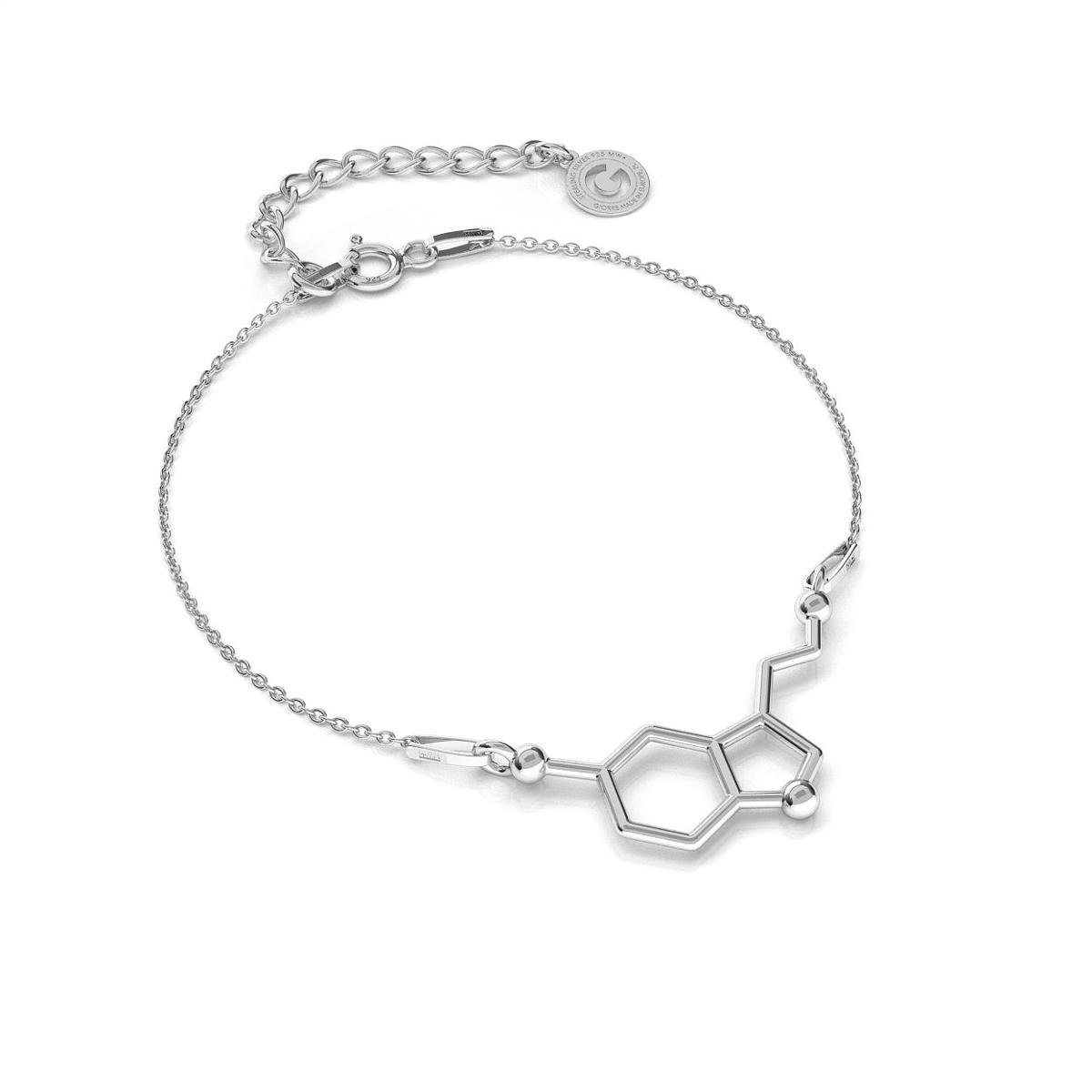 Srebrna bransoletka serotonina, wzór chemiczny, srebro 925 : Srebro - kolor pokrycia - Pokrycie platyną