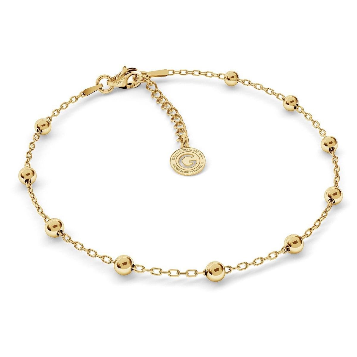 Srebrna bransoletka z kulkami 4mm, srebro 925 : Srebro - kolor pokrycia - Pokrycie żółtym 18K złotem