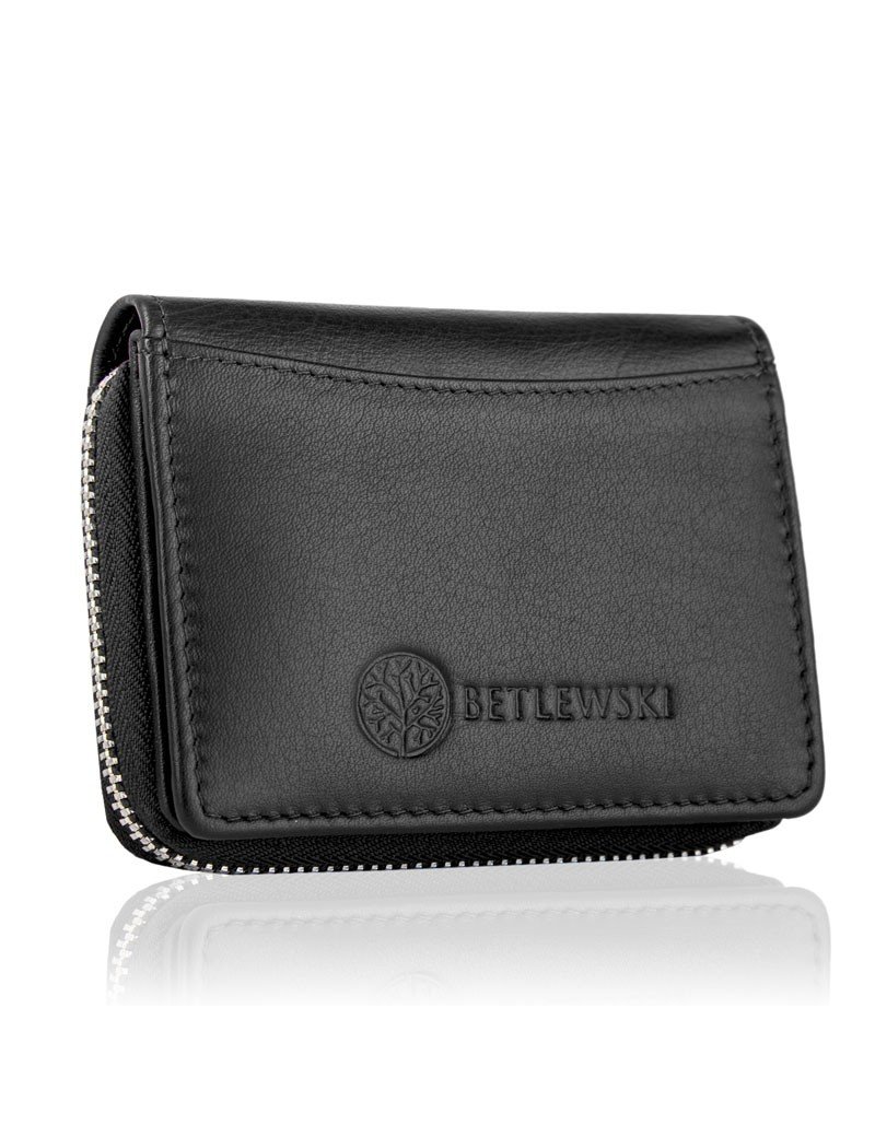 Betlewski, Portfel skórzany damski, czarny