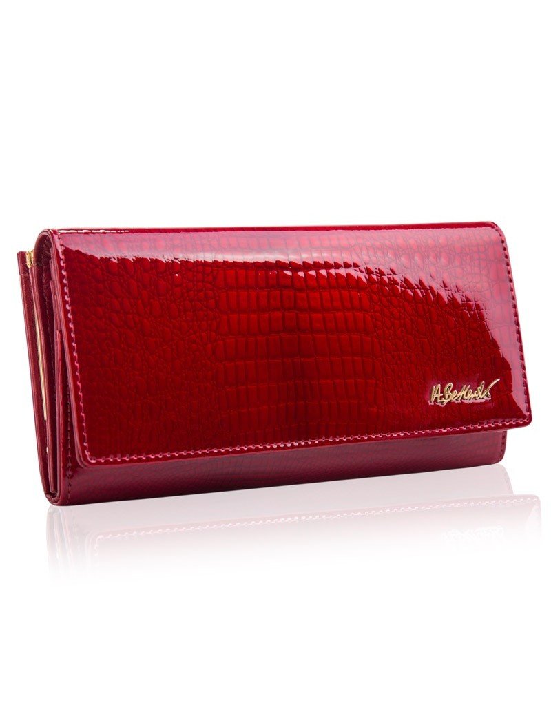 Betlewski, Portfel skórzany damski, czerwony, 9x19 cm