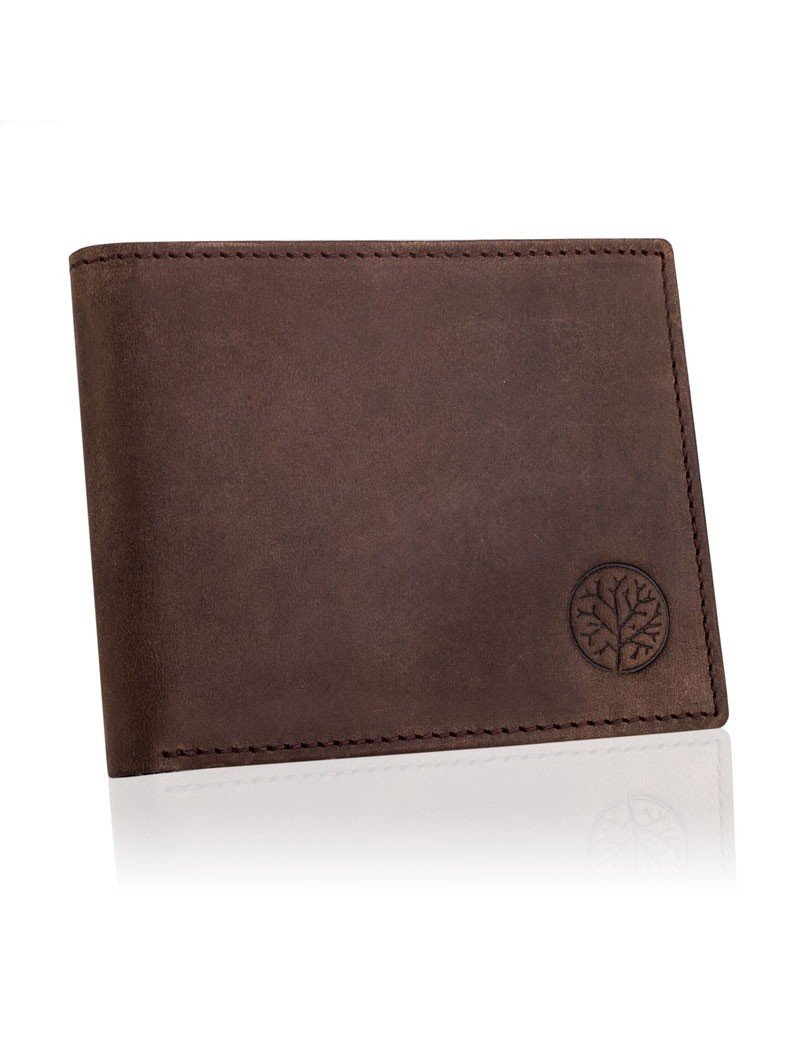 Betlewski, Portfel skórzany męski, brązowy, 9,4 x 11,5 cm