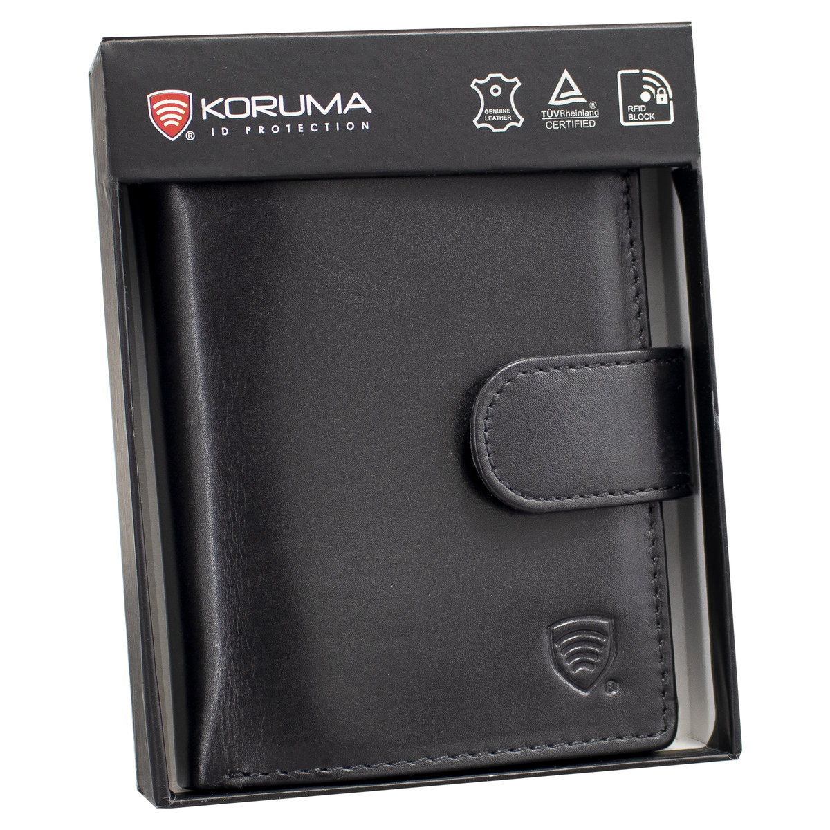Koruma, Portfel męski skórzany ochrona RFID, czarny