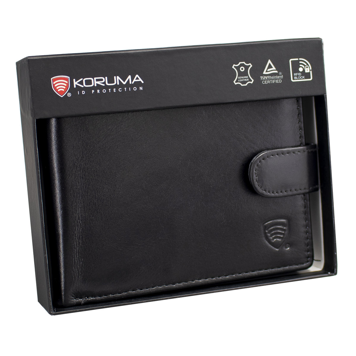 Koruma, Portfel męski skórzany RFID, czarny