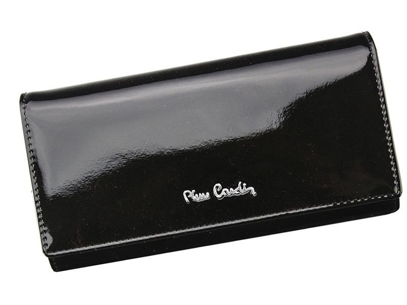 Pierre Cardin, Portfel skórzany damski, czarny, 9,5x17,5x3,3 cm
