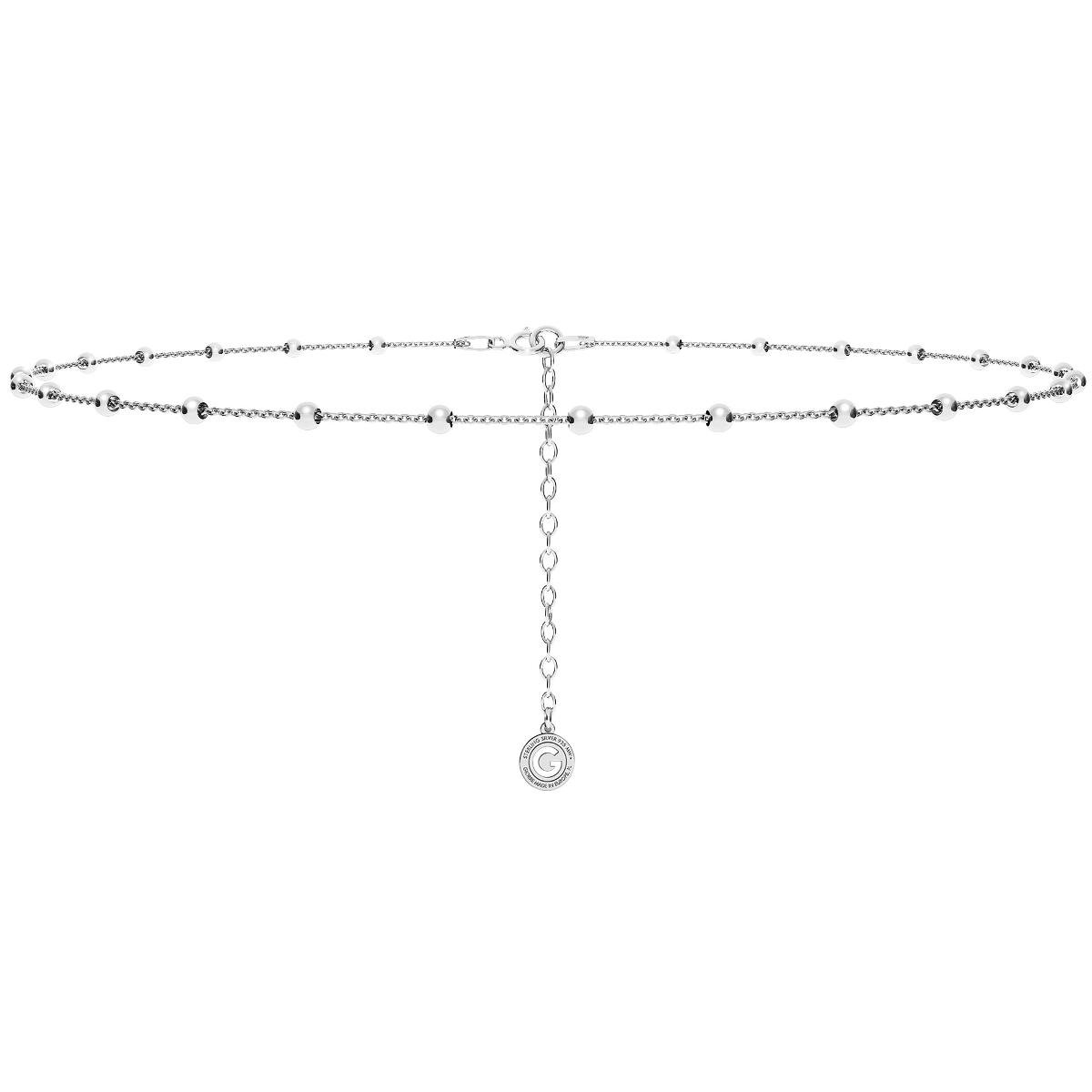 Srebrny łańcuszek choker ankier z kulkami, srebro 925 : Długość (cm) - 35 + 5, Srebro - kolor pokrycia - Pokrycie platyną,35 + 5