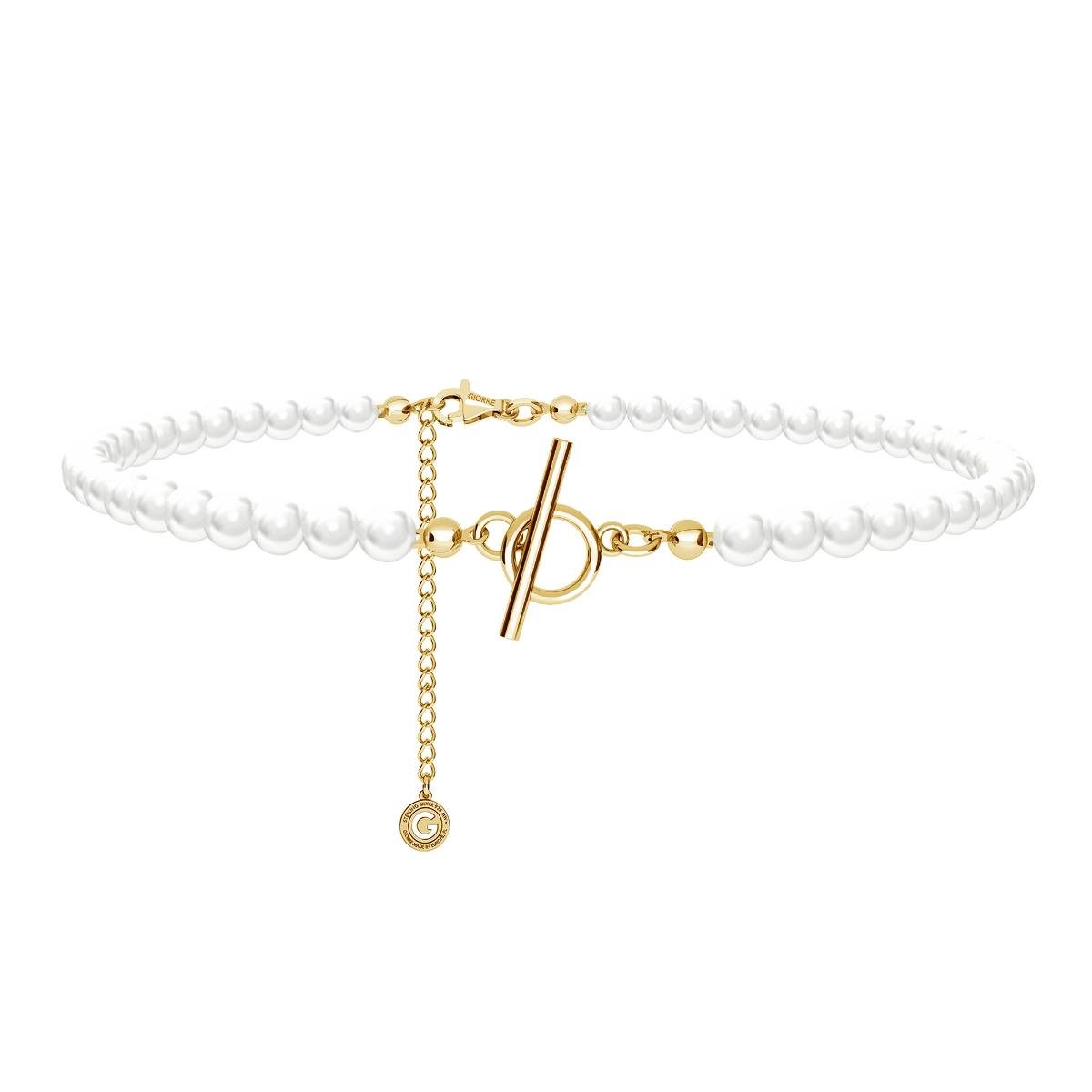 Srebrny perłowy choker do podwieszania charmsów, srebro 925 : Srebro - kolor pokrycia - Pokrycie żółtym 18K złotem