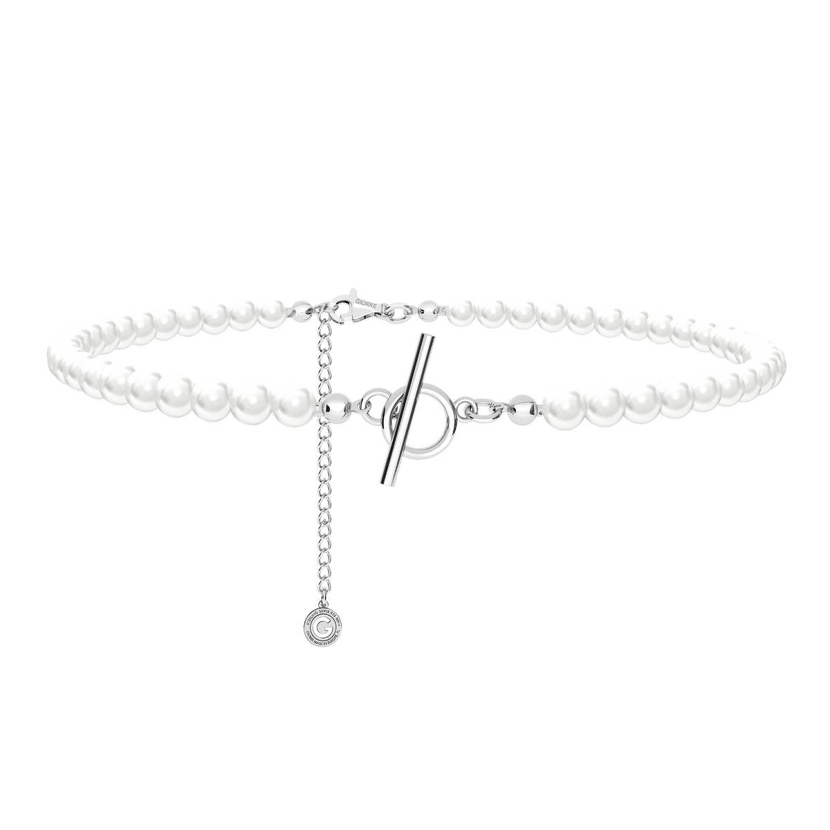 Srebrny perłowy choker do podwieszania charmsów, srebro 925 : Srebro - kolor pokrycia - Pokrycie platyną