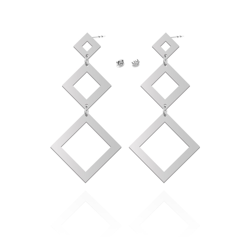 Kolczyki KWADRATY srebro pozłacane