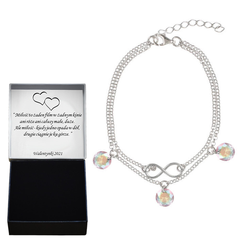 Nieskończoność Bransoletka kryształy srebro