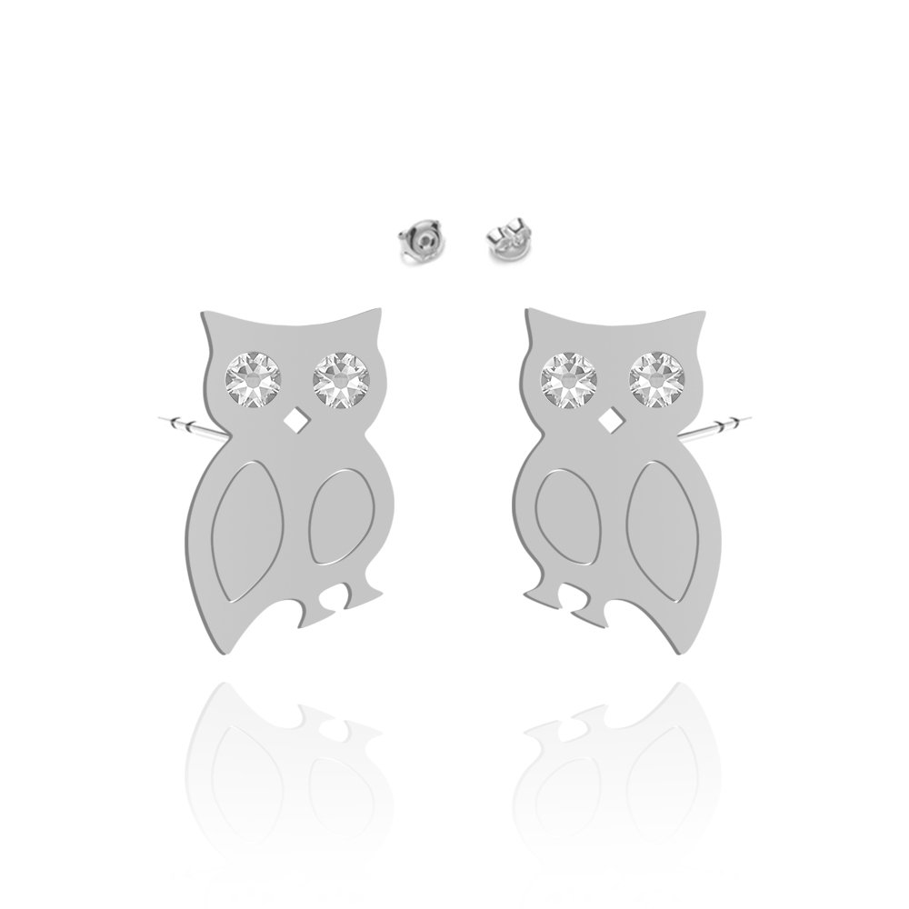 Kolczyki SOWY srebro pozłacane