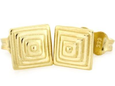 ZŁOTE KOLCZYKI 333 GRAWEROWANE KWADRACIKI 1.06g