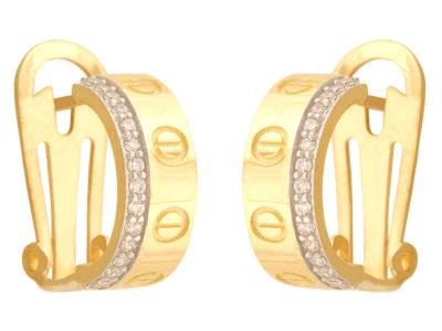 ZŁOTE KOLCZYKI PÓŁOKRĄGŁE 585 Z CYRKONIAMI 3,15g PREZENT