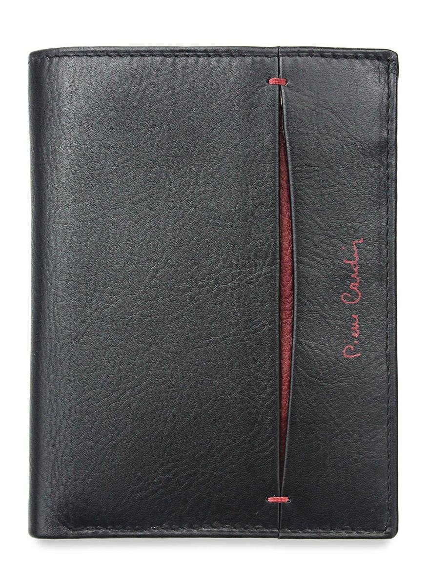 Pierre Cardin, Portfel skórzany męski, Tilak07 330, czarny/czerwony, ochrona RFID